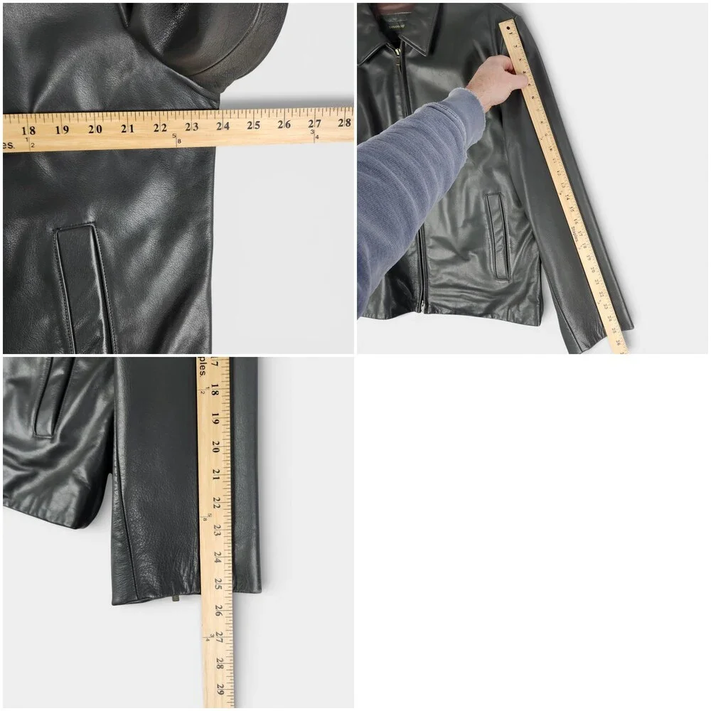 Y2K Banana Republic Leather Bomber Jacket Mens Large Gray Biker Zip Vents Lined
